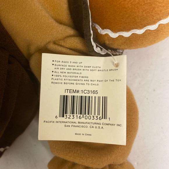 Pacifix Gingerbread Girl Plush NWT Christmas Decorative Plaid Bow Gift Tag - Picture 5 of 10